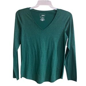 Sonoma Shimmery Green Long Sleeve Tee Size S NWT